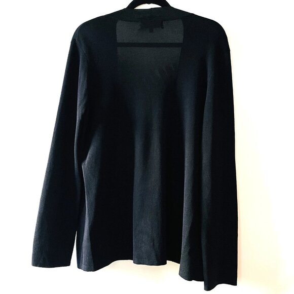 Jones New York Womens Dark Navy Blue Open Front Gold Tone Button Cardigan Sz XL - Picture 2 of 7